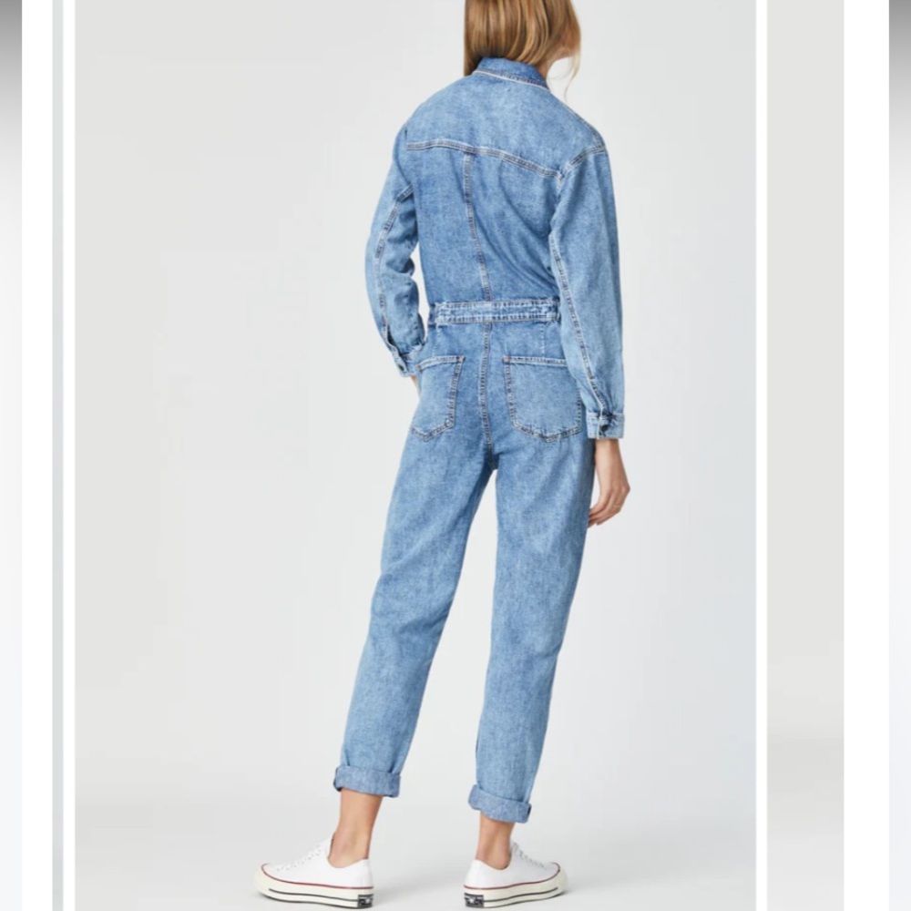 Mavi Eva Denim Jumpsuit Light Indigo Blue S - Picture 2 of 11